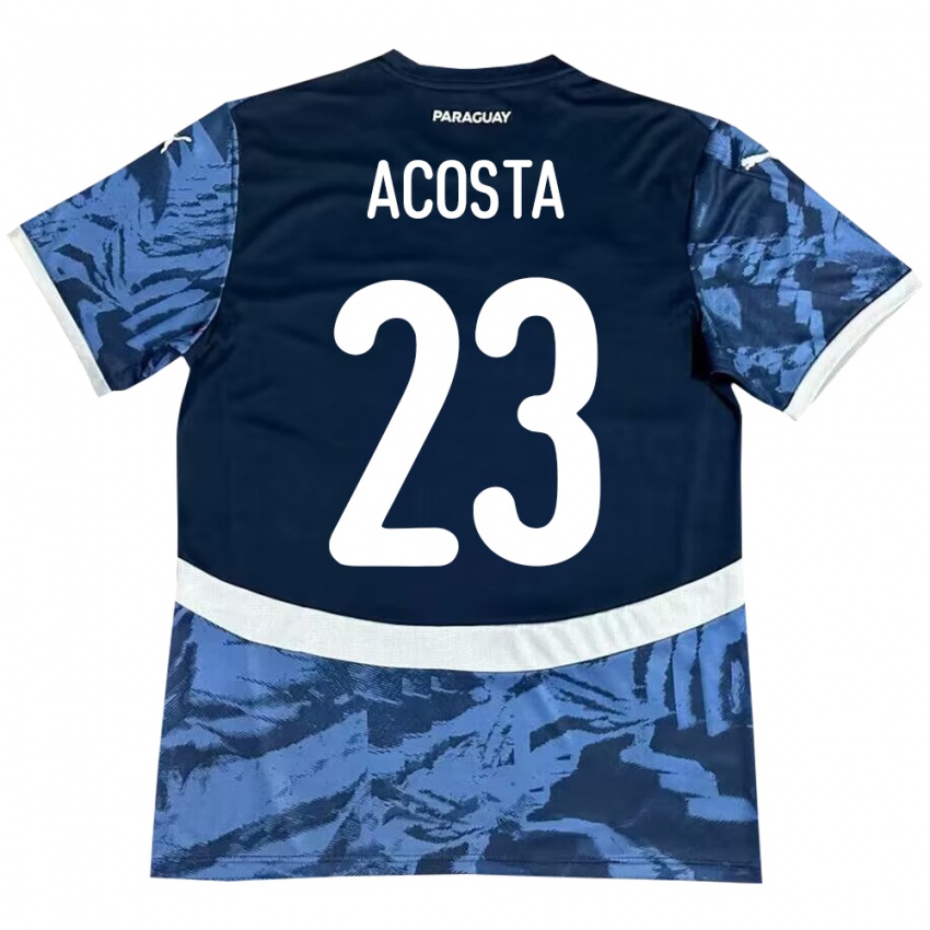 Kinder Paraguay Fátima Acosta #23 Blau Auswärtstrikot Trikot 24-26 T-Shirt Belgien