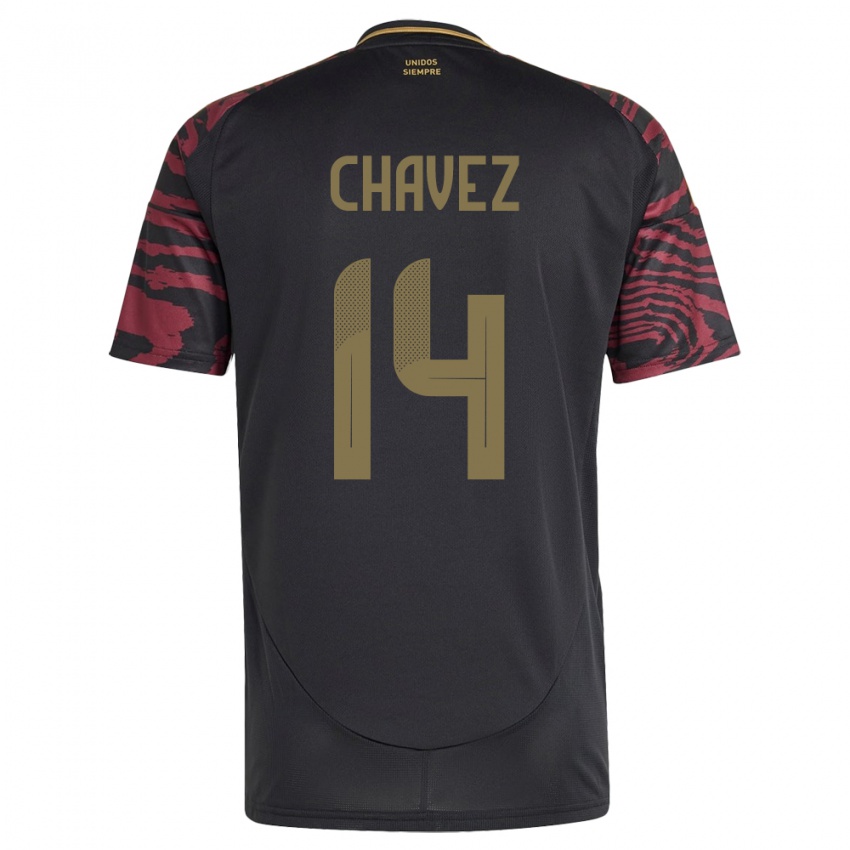 Kinder Peru Felipe Chávez #14 Schwarz Auswärtstrikot Trikot 24-26 T-Shirt Belgien