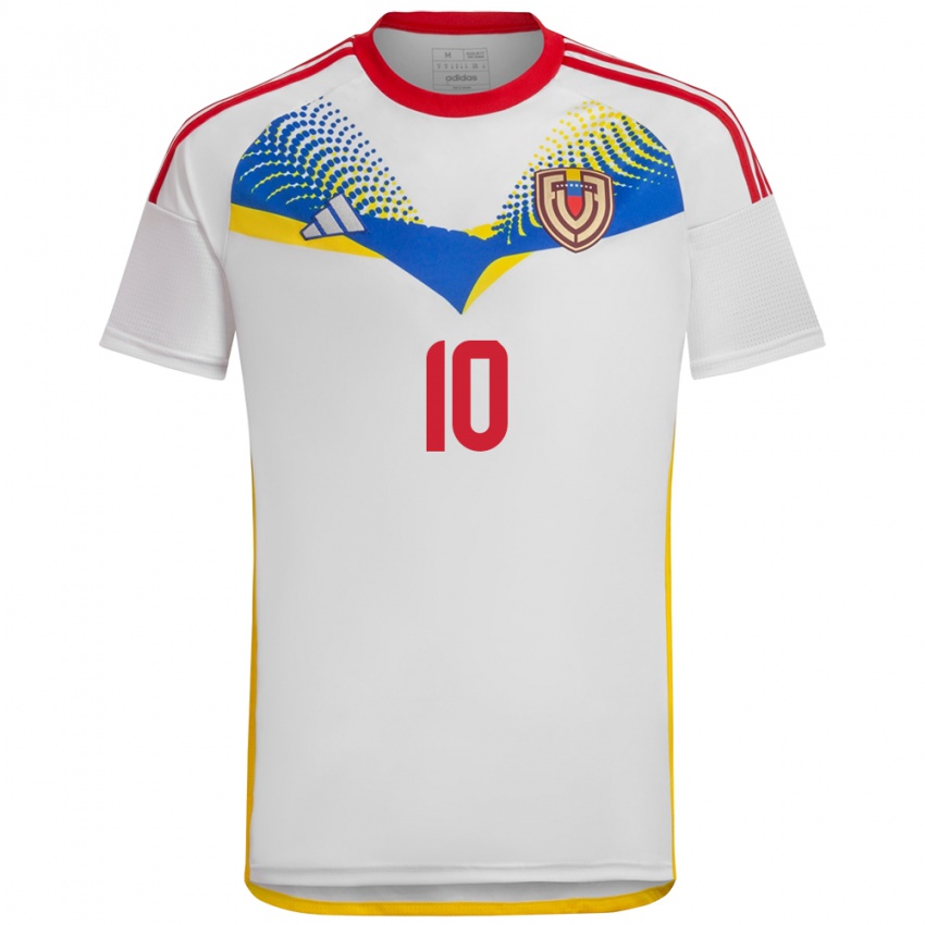 Kinder Venezuela Enyerliannys Higuera #10 Weiß Auswärtstrikot Trikot 24-26 T-Shirt Belgien