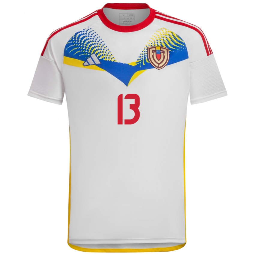 Kinder Venezuela Nayluisa Cáceres #13 Weiß Auswärtstrikot Trikot 24-26 T-Shirt Belgien