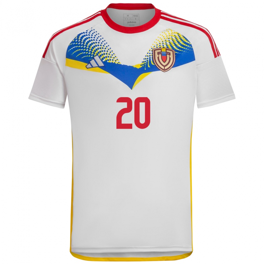 Kinder Venezuela Andrés Romero #20 Weiß Auswärtstrikot Trikot 24-26 T-Shirt Belgien