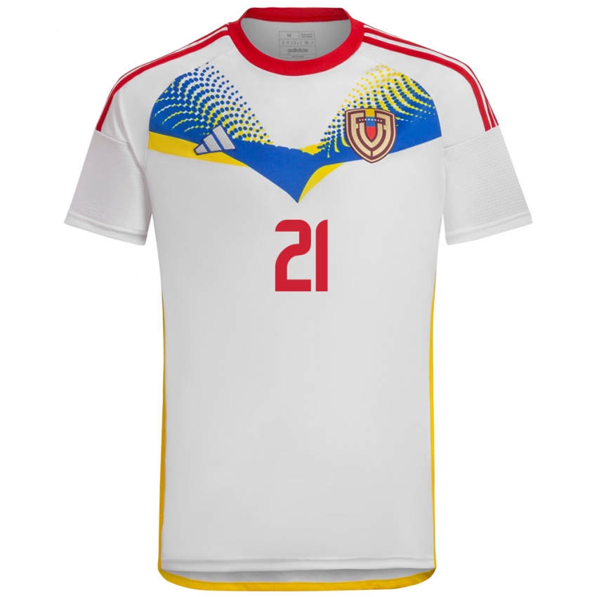 Kinder Venezuela Andry Vera #21 Weiß Auswärtstrikot Trikot 24-26 T-Shirt Belgien