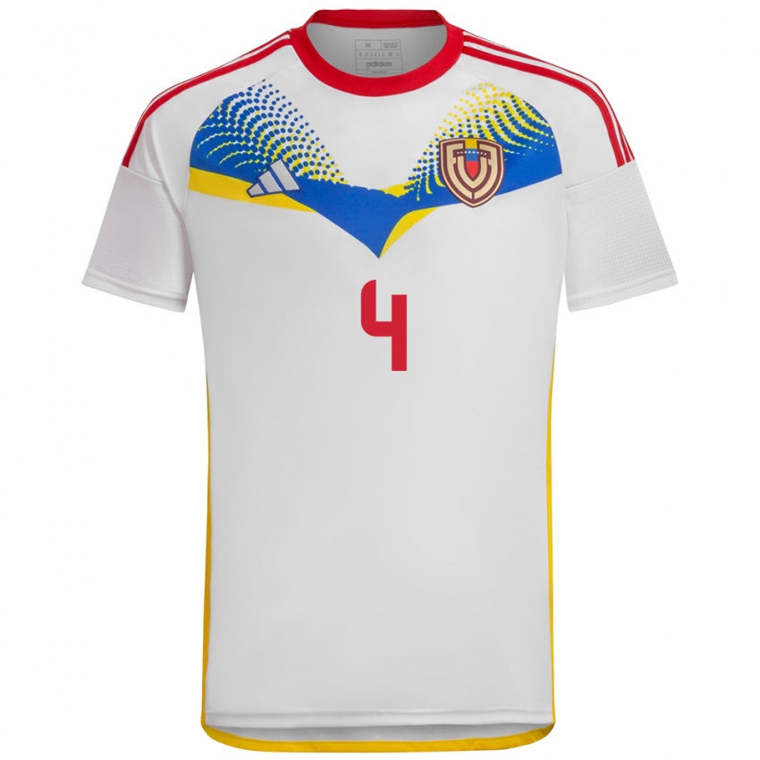 Kinder Venezuela María Peraza #4 Weiß Auswärtstrikot Trikot 24-26 T-Shirt Belgien