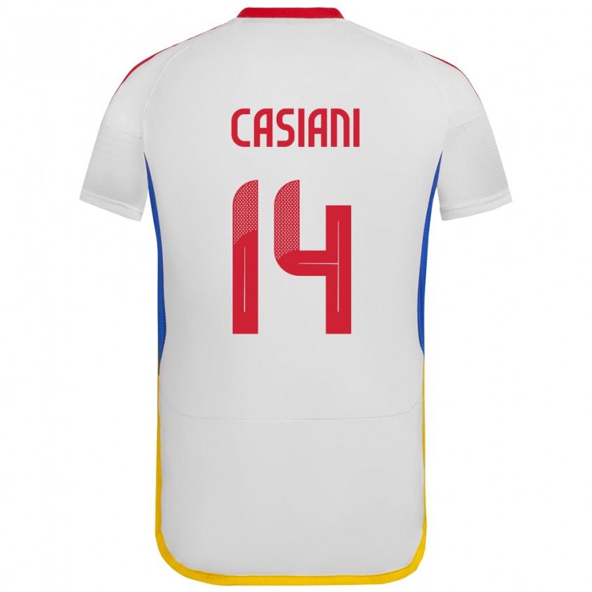 Kinder Venezuela Luis Casiani #14 Weiß Auswärtstrikot Trikot 24-26 T-Shirt Belgien