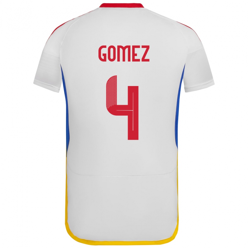 Kinder Venezuela Santiago Gómez #4 Weiß Auswärtstrikot Trikot 24-26 T-Shirt Belgien