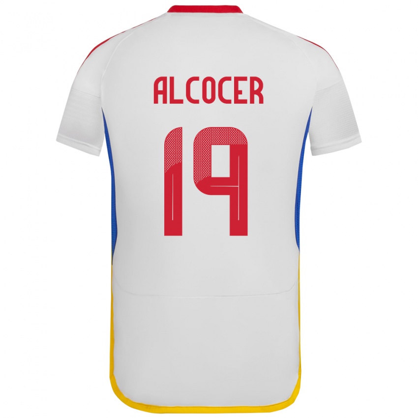 Kinder Venezuela Brayan Alcocer #19 Weiß Auswärtstrikot Trikot 24-26 T-Shirt Belgien