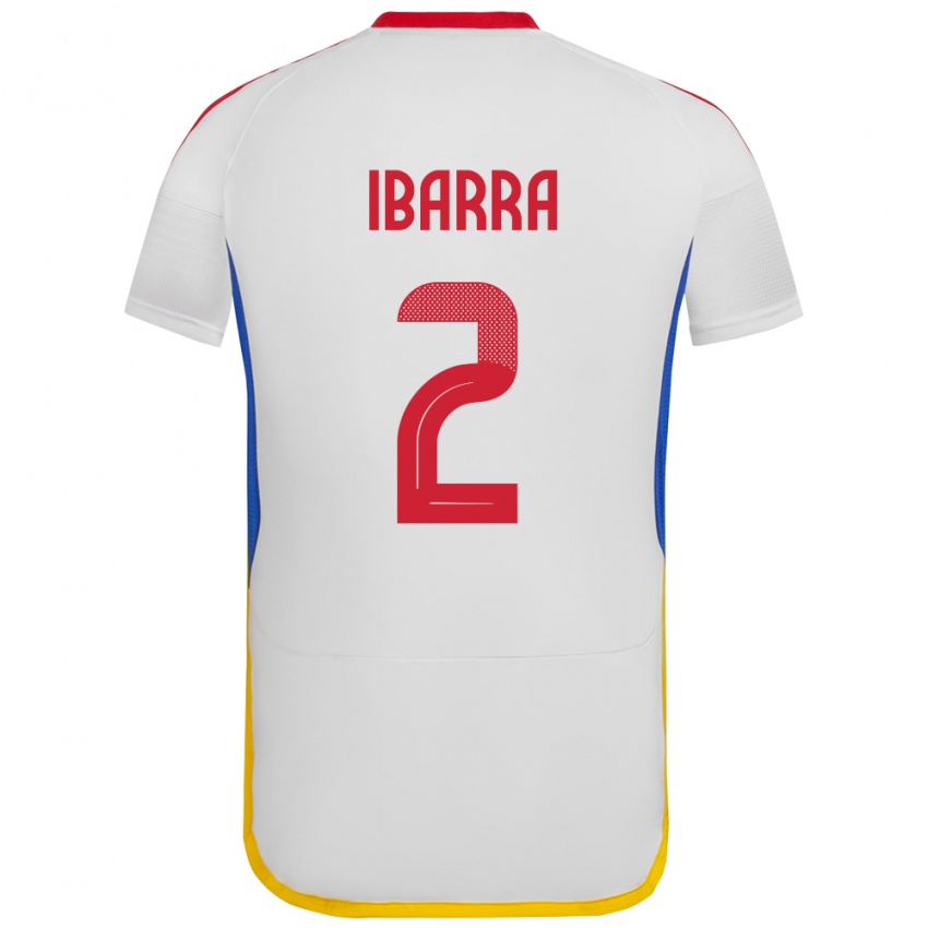 Kinder Venezuela Pablo Ibarra #2 Weiß Auswärtstrikot Trikot 24-26 T-Shirt Belgien