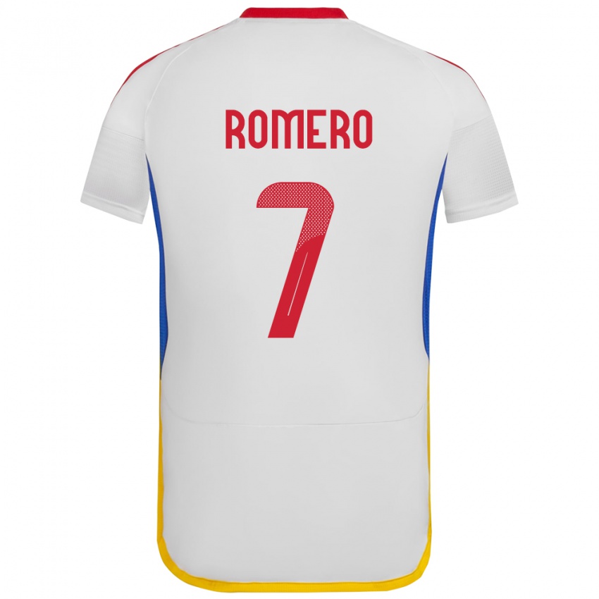 Kinder Venezuela Leenhan Romero #7 Weiß Auswärtstrikot Trikot 24-26 T-Shirt Belgien