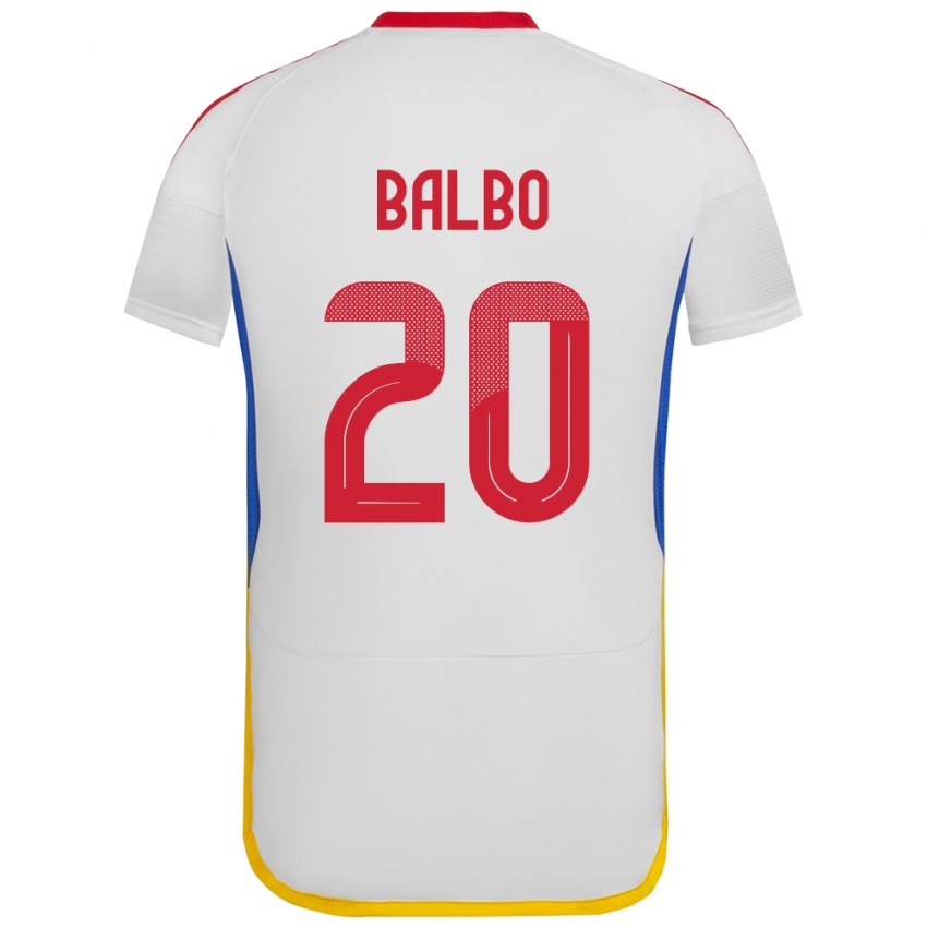 Kinder Venezuela Luis Balbo #20 Weiß Auswärtstrikot Trikot 24-26 T-Shirt Belgien