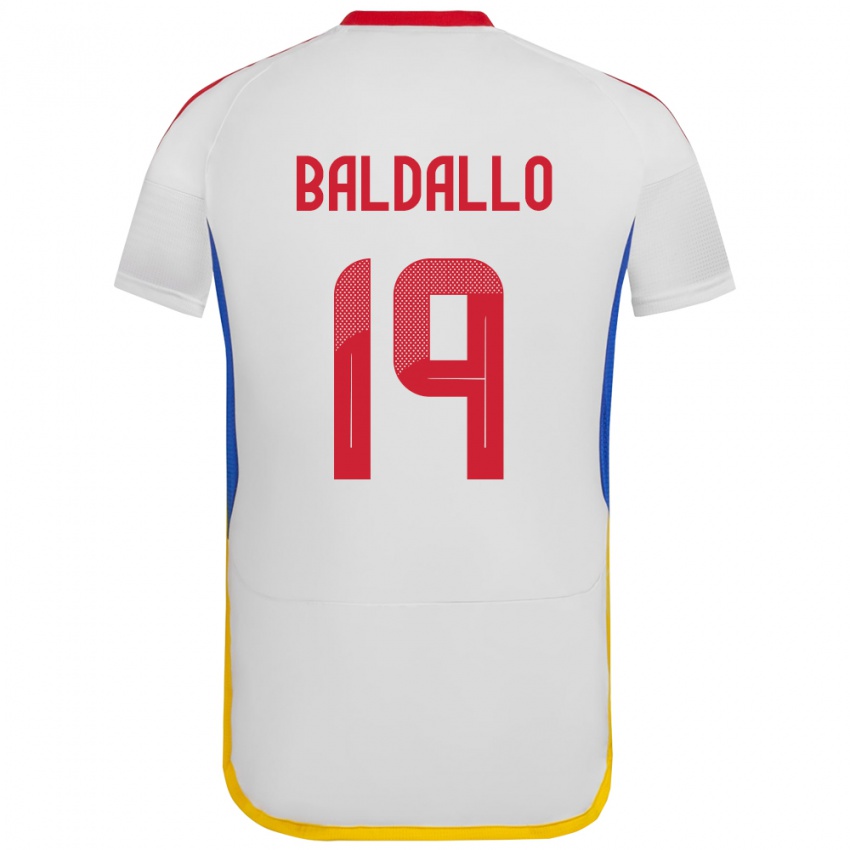 Kinder Venezuela Micheel Baldallo #19 Weiß Auswärtstrikot Trikot 24-26 T-Shirt Belgien