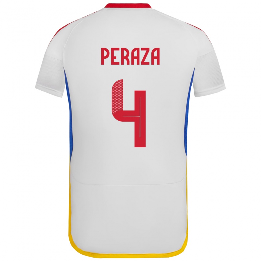 Kinder Venezuela María Peraza #4 Weiß Auswärtstrikot Trikot 24-26 T-Shirt Belgien