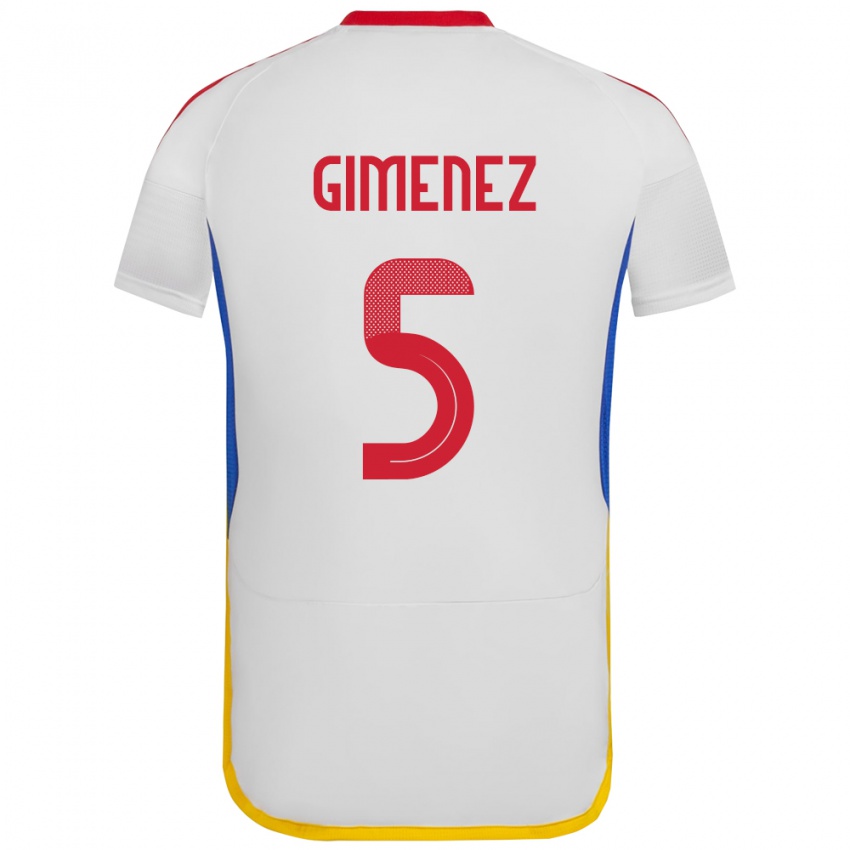 Kinder Venezuela Yenifer Giménez #5 Weiß Auswärtstrikot Trikot 24-26 T-Shirt Belgien