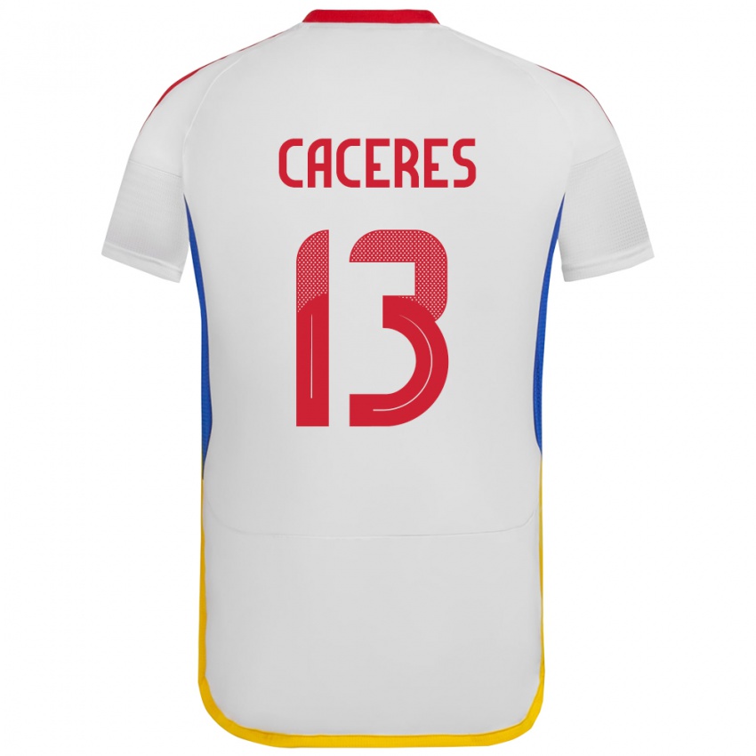 Kinder Venezuela Nayluisa Cáceres #13 Weiß Auswärtstrikot Trikot 24-26 T-Shirt Belgien