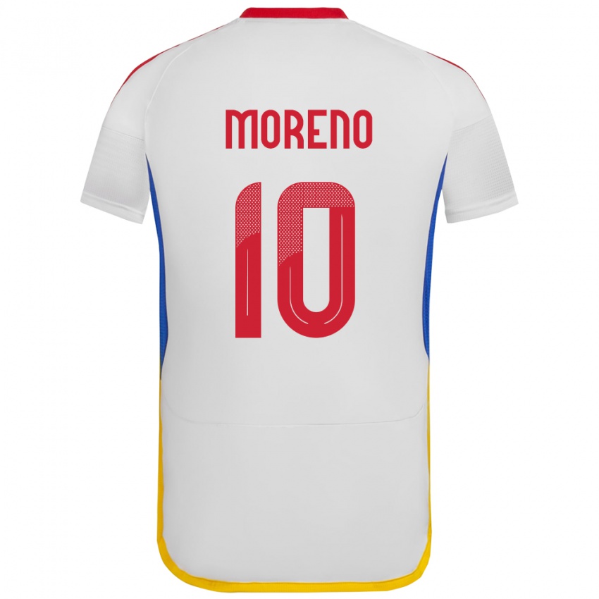 Kinder Venezuela Yerliane Moreno #10 Weiß Auswärtstrikot Trikot 24-26 T-Shirt Belgien