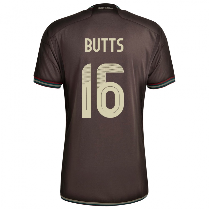 Kinder Jamaika Njeri Butts #16 Nachtbraun Auswärtstrikot Trikot 24-26 T-Shirt Belgien