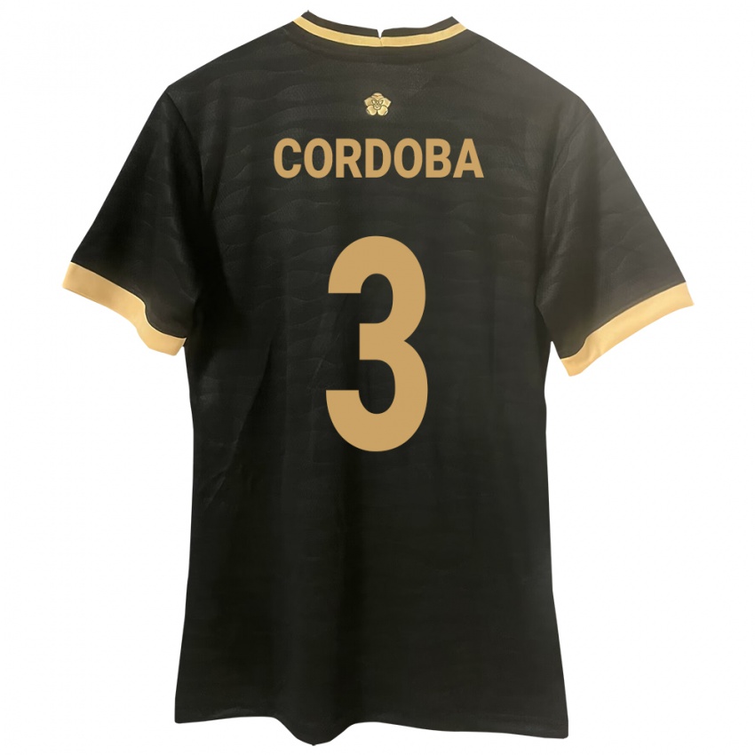 Kinder Panama José Córdoba #3 Schwarz Auswärtstrikot Trikot 24-26 T-Shirt Belgien