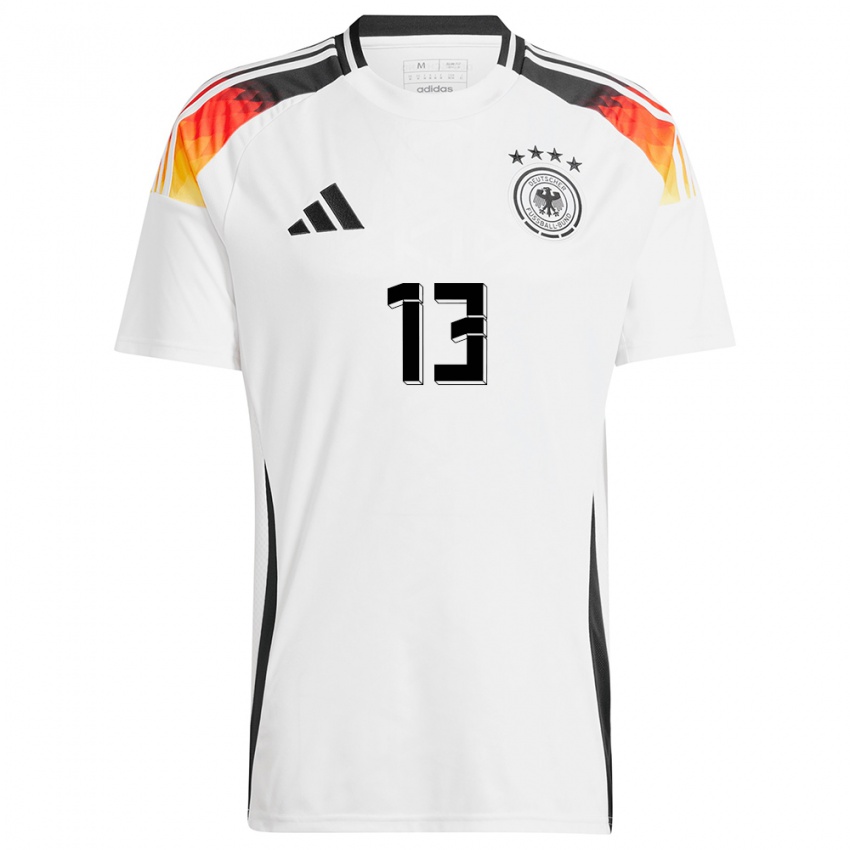 Homme Maillot Allemagne Thomas Muller #13 Blanc Tenues Domicile 24-26 T-Shirt Belgique