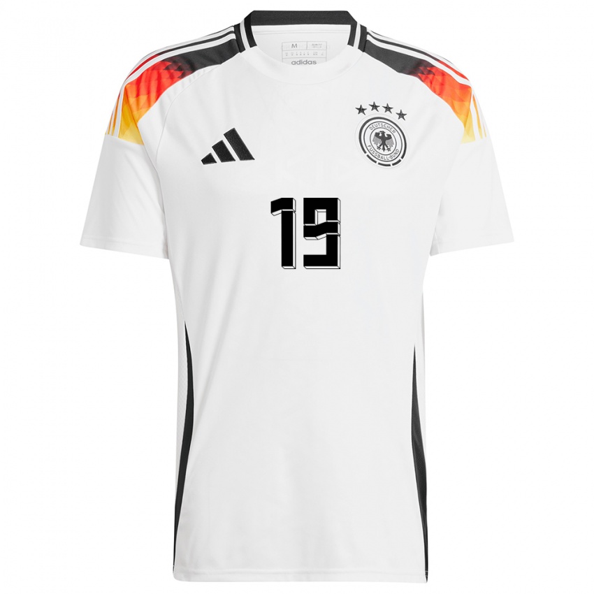 Homme Maillot Allemagne Sanoussy Ba #19 Blanc Tenues Domicile 24-26 T-Shirt Belgique