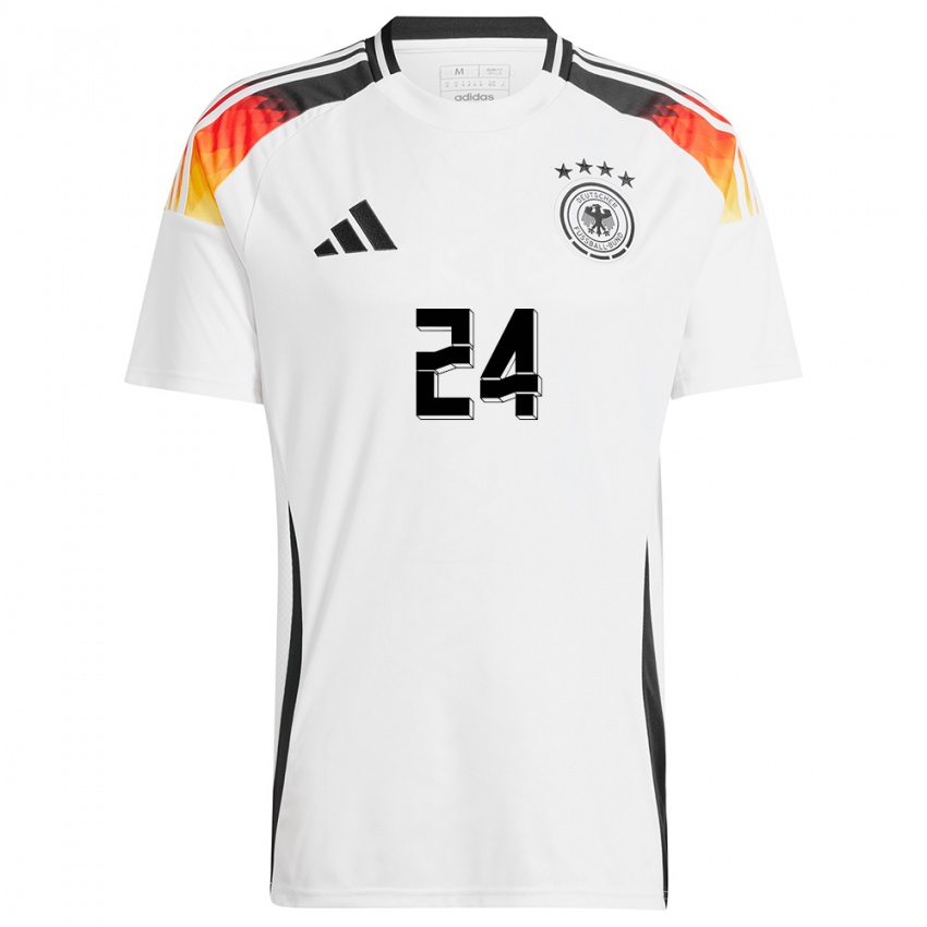 Homme Maillot Allemagne Sjoeke Nusken #24 Blanc Tenues Domicile 24-26 T-Shirt Belgique