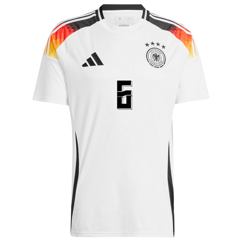 Homme Maillot Allemagne Lena Oberdorf #6 Blanc Tenues Domicile 24-26 T-Shirt Belgique