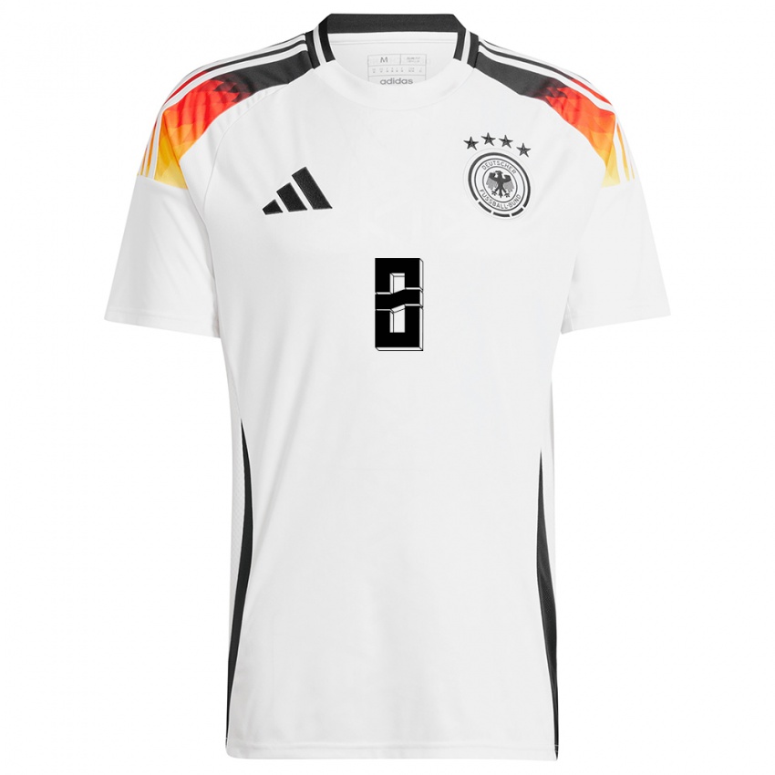 Homme Maillot Allemagne Maximiliane Rall #8 Blanc Tenues Domicile 24-26 T-Shirt Belgique