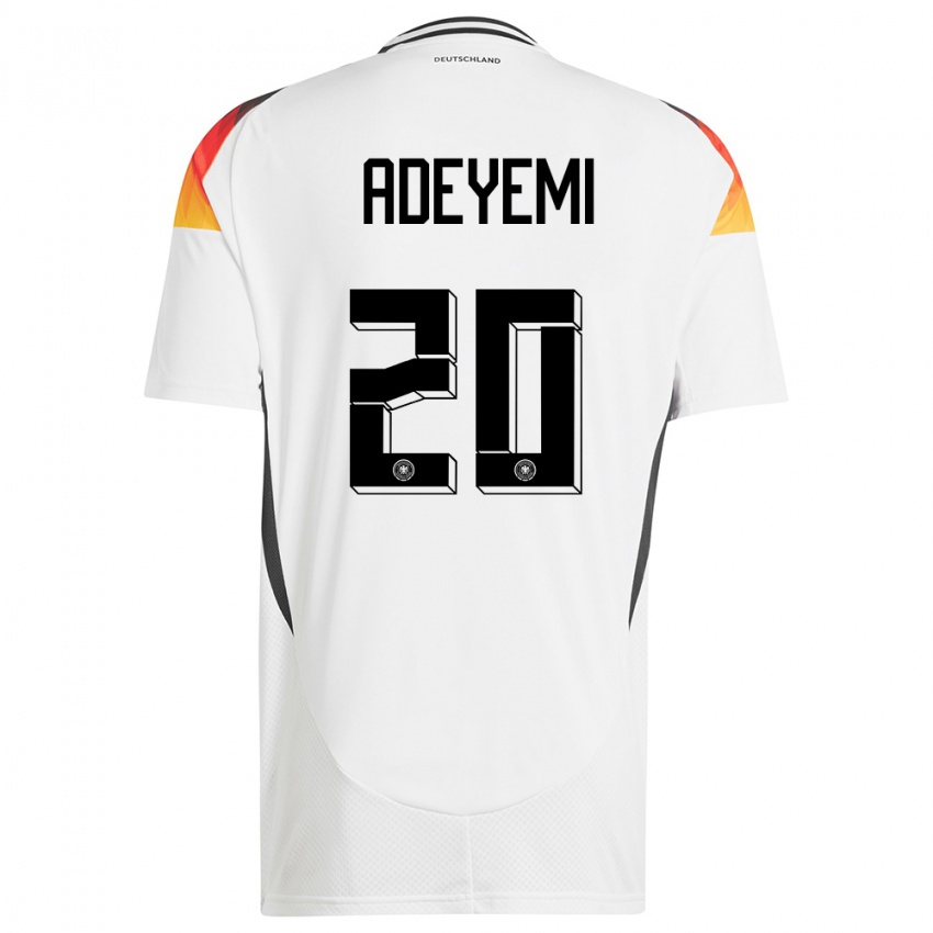 Homme Maillot Allemagne Karim Adeyemi #20 Blanc Tenues Domicile 24-26 T-Shirt Belgique