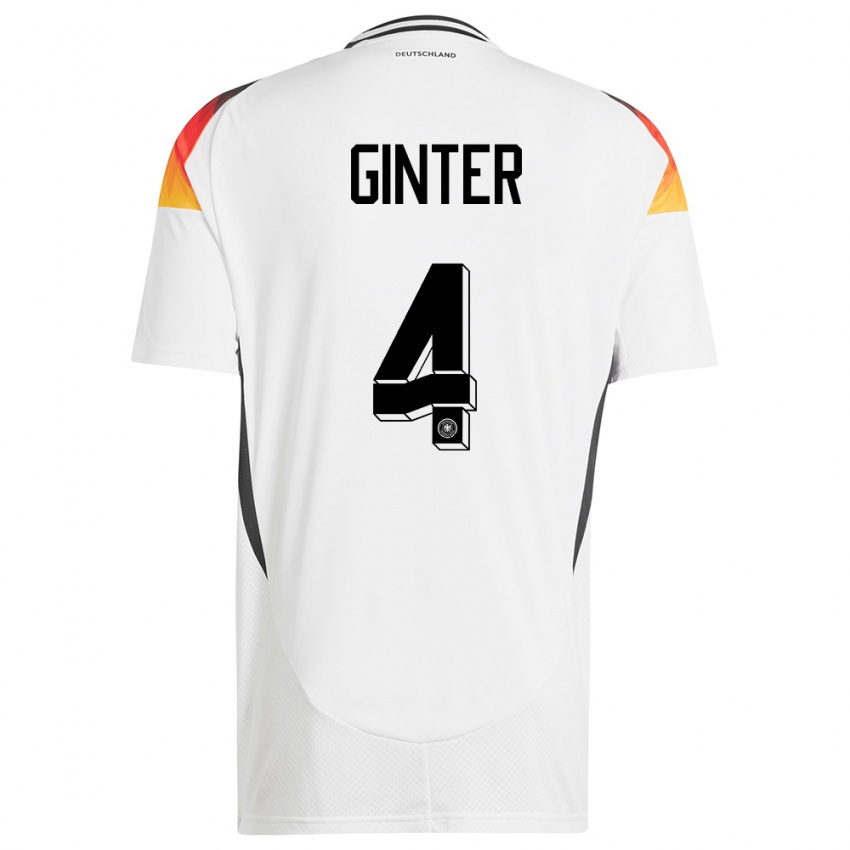 Homme Maillot Allemagne Matthias Ginter #4 Blanc Tenues Domicile 24-26 T-Shirt Belgique