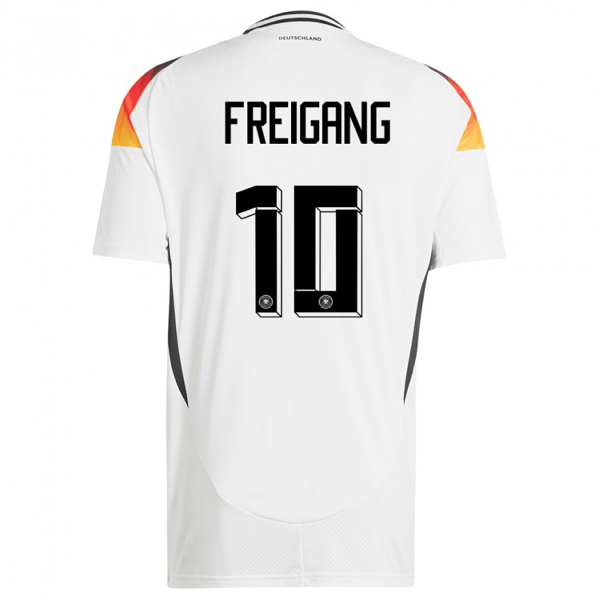 Homme Maillot Allemagne Laura Freigang #10 Blanc Tenues Domicile 24-26 T-Shirt Belgique