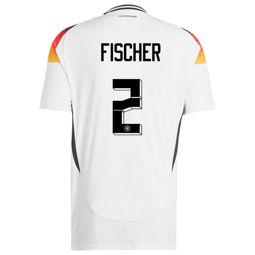 Homme Maillot Allemagne Kilian Fischer #2 Blanc Tenues Domicile 24-26 T-Shirt Belgique