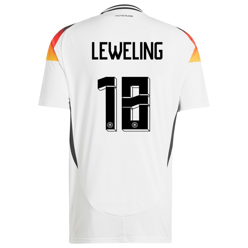 Homme Maillot Allemagne Jamie Leweling #18 Blanc Tenues Domicile 24-26 T-Shirt Belgique