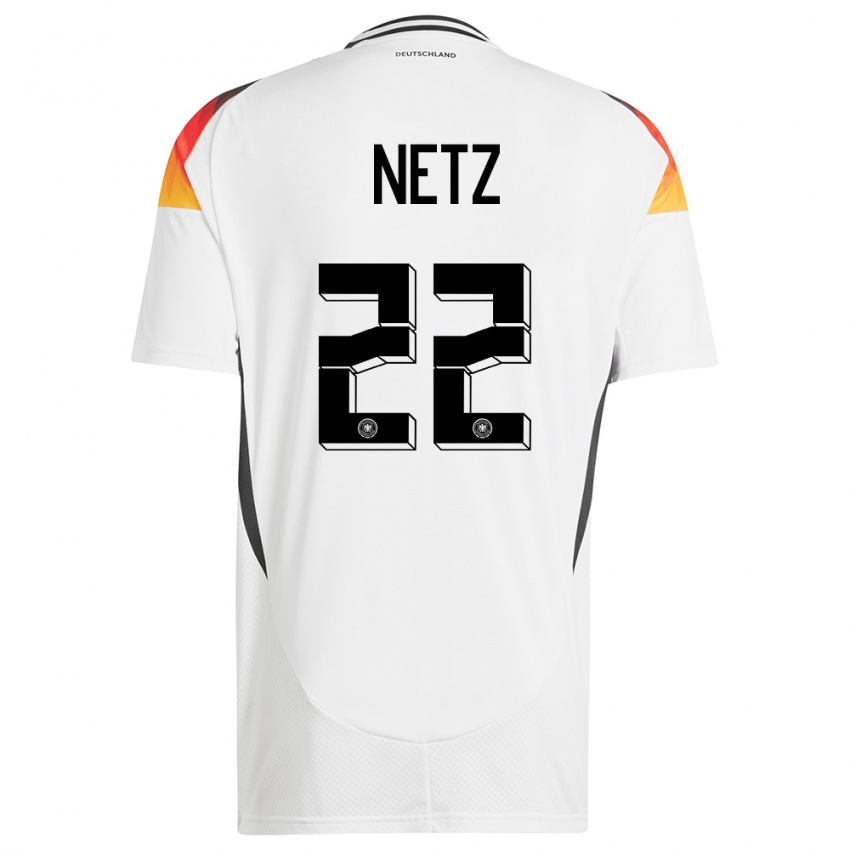 Homme Maillot Allemagne Luca Netz #22 Blanc Tenues Domicile 24-26 T-Shirt Belgique