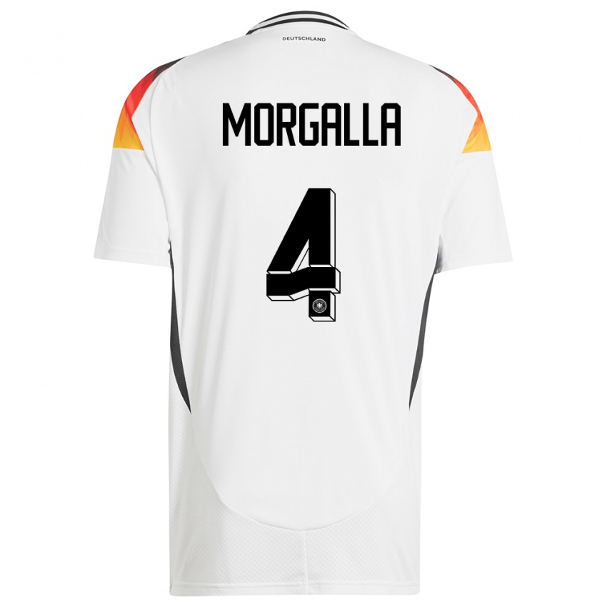 Homme Maillot Allemagne Leandro Morgalla #4 Blanc Tenues Domicile 24-26 T-Shirt Belgique