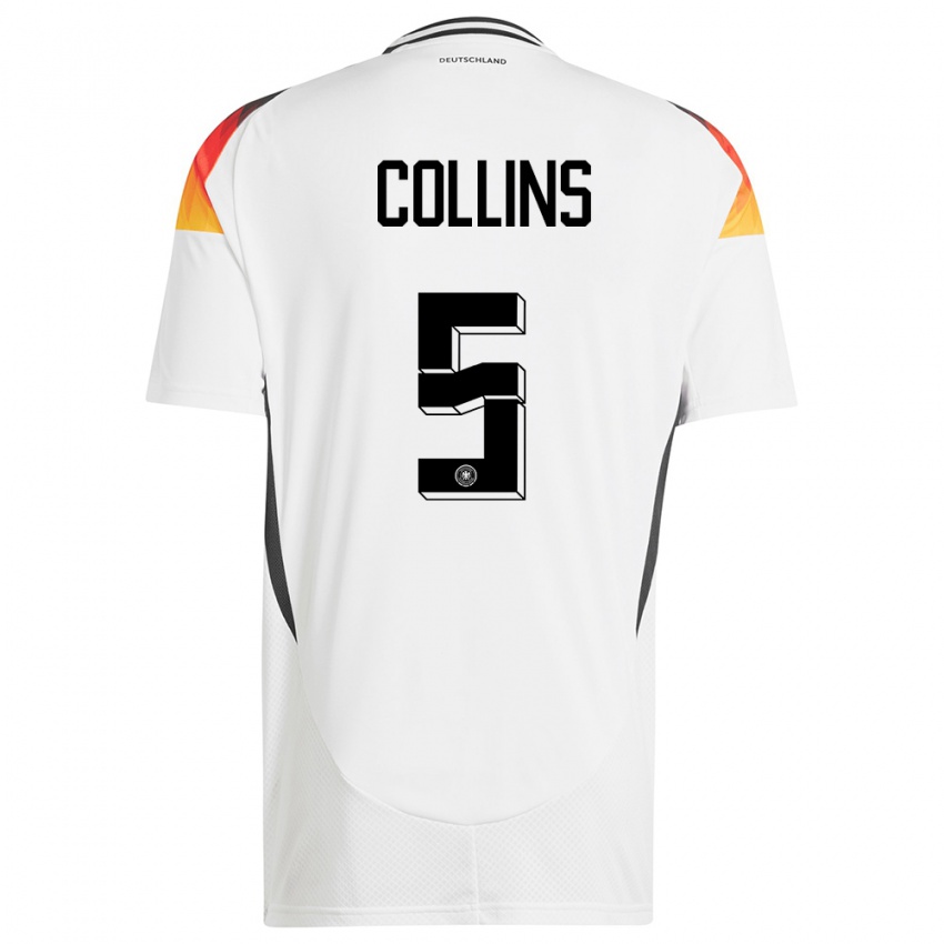 Homme Maillot Allemagne Nnamdi Collins #5 Blanc Tenues Domicile 24-26 T-Shirt Belgique