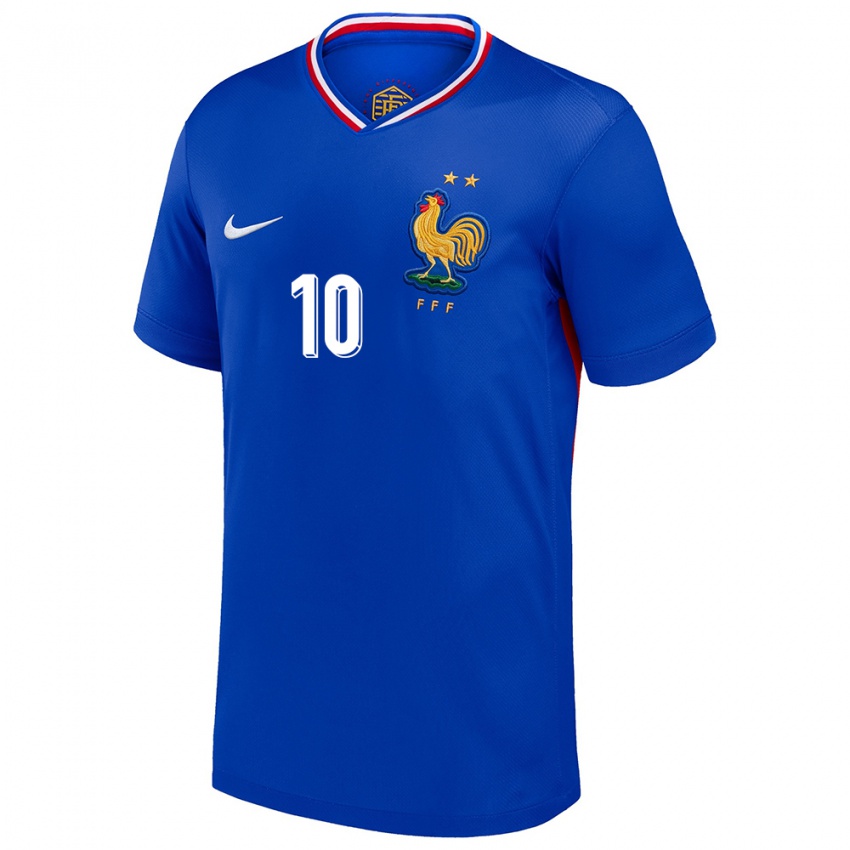 Homme Maillot France Kylian Mbappe #10 Bleu Tenues Domicile 24-26 T-Shirt Belgique