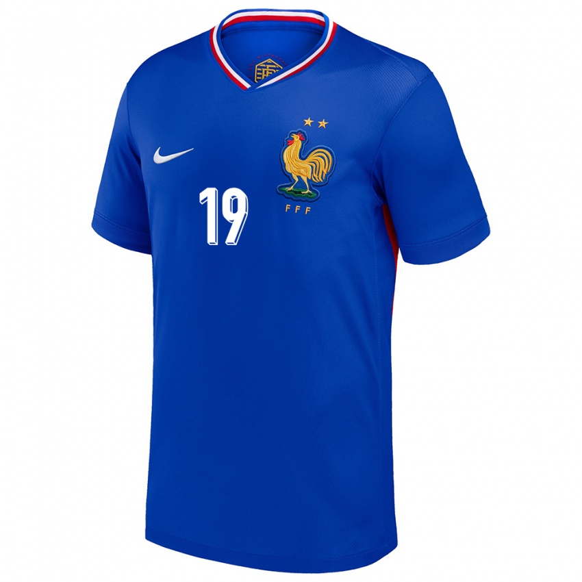 Heren Frankrijk Karim Benzema #19 Blauw Thuisshirt Thuistenue 24-26 T-Shirt België