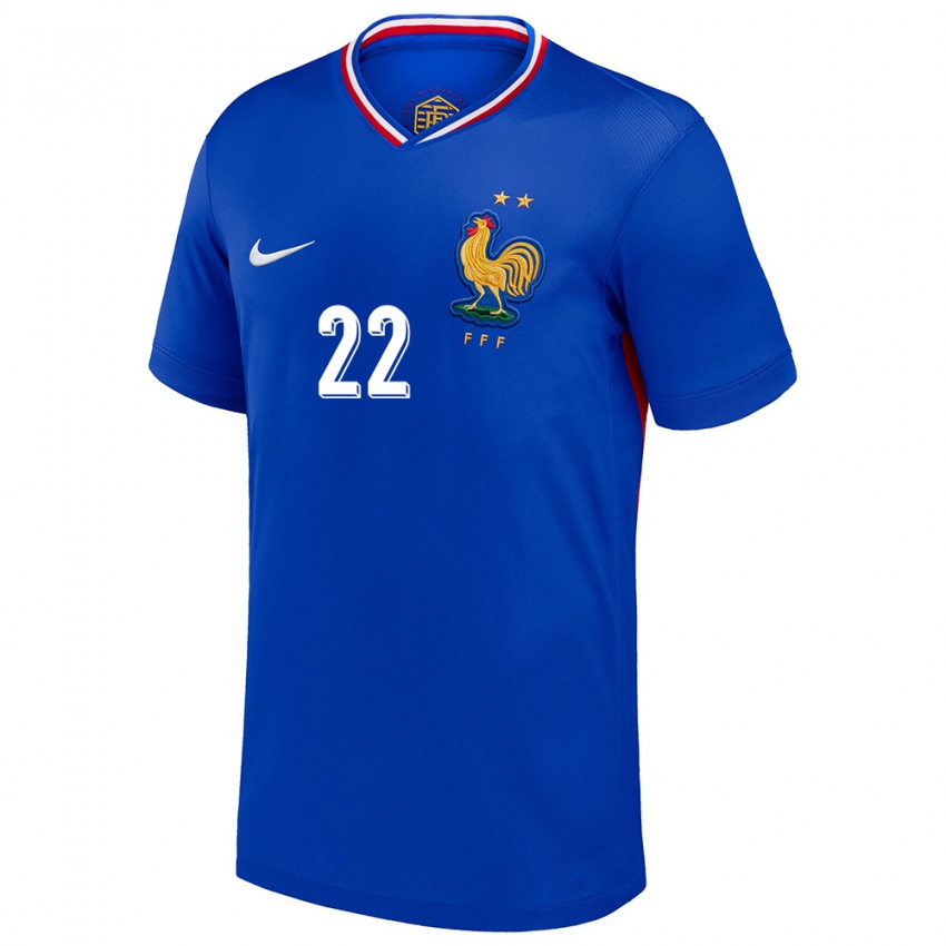 Homme Maillot France Eve Perisset #22 Bleu Tenues Domicile 24-26 T-Shirt Belgique