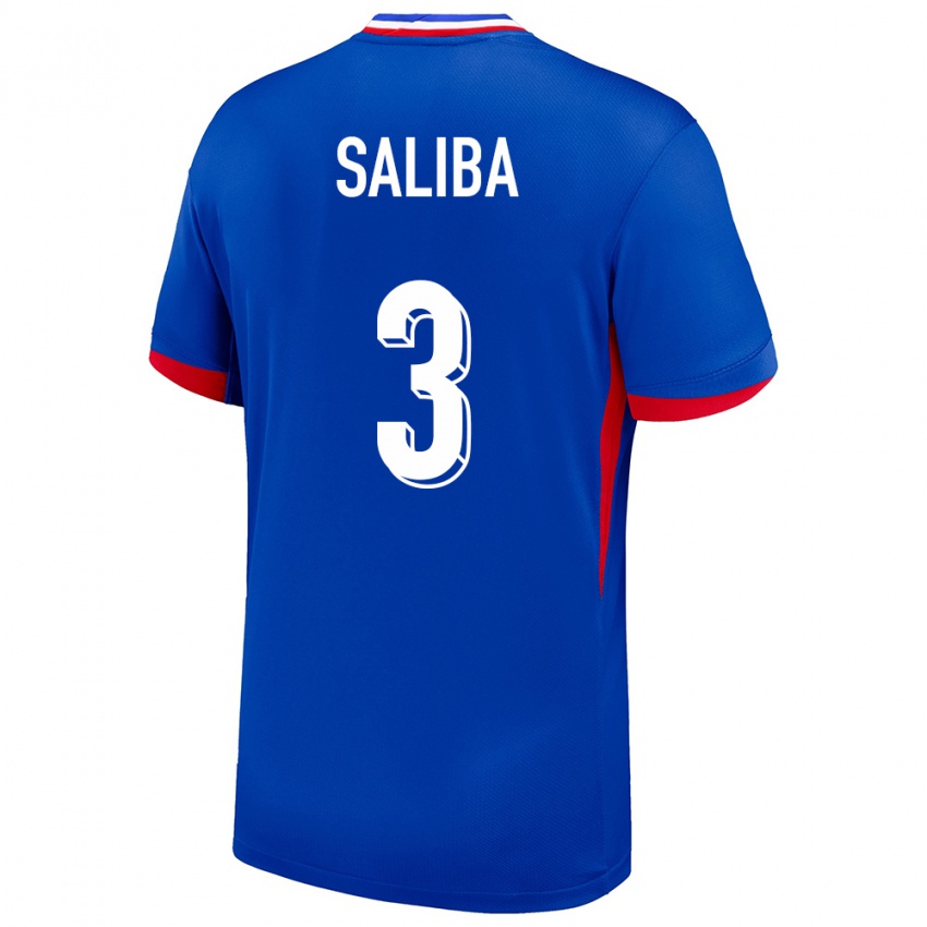 Homme Maillot France William Saliba #3 Bleu Tenues Domicile 24-26 T-Shirt Belgique