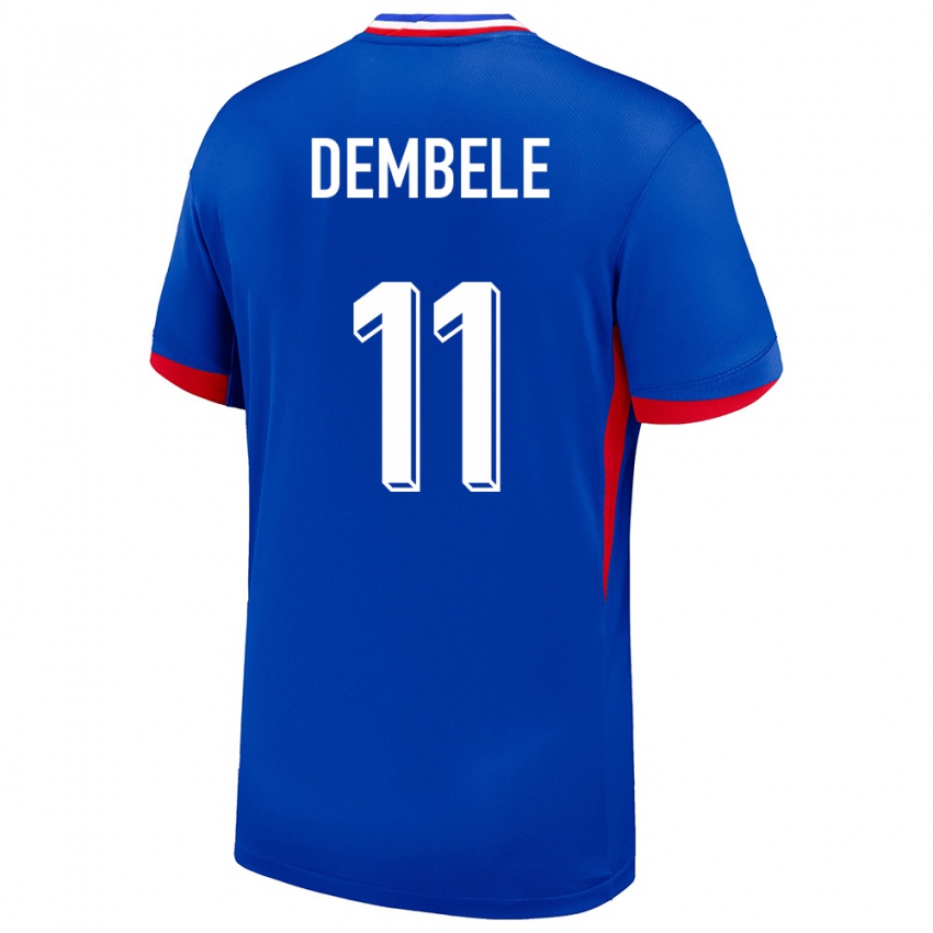 Homme Maillot France Ousmane Dembele #11 Bleu Tenues Domicile 24-26 T-Shirt Belgique