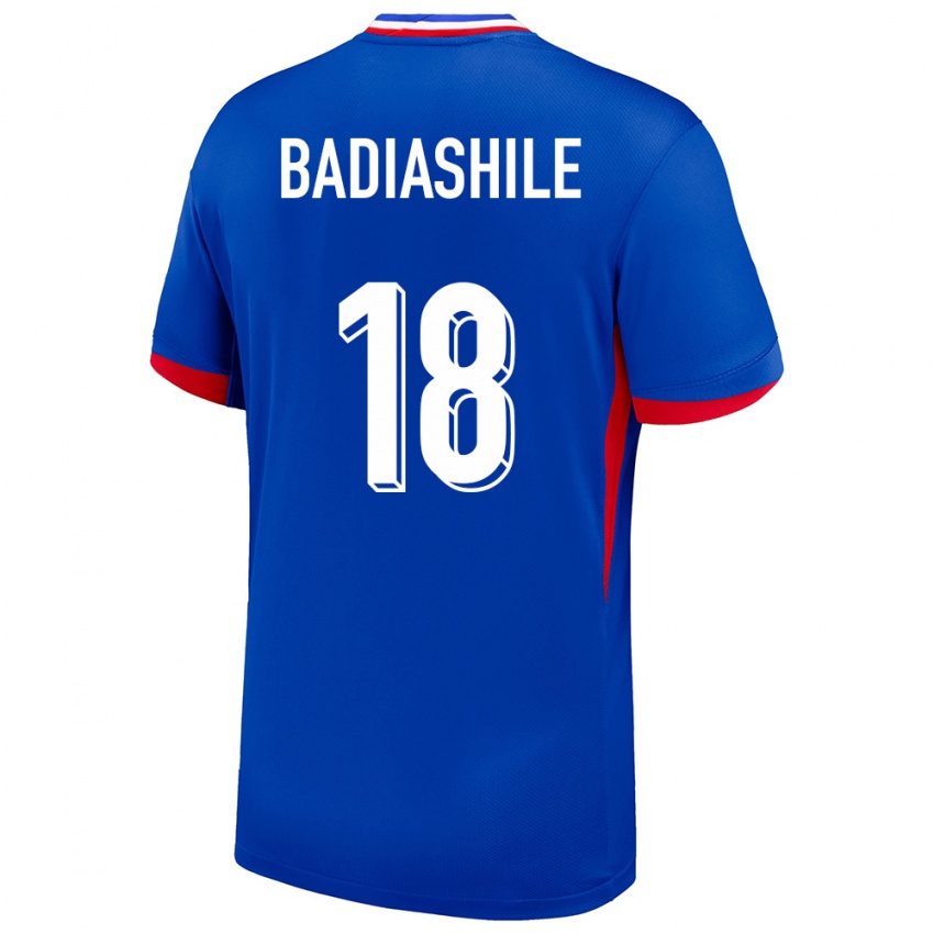 Homme Maillot France Benoit Badiashile #18 Bleu Tenues Domicile 24-26 T-Shirt Belgique