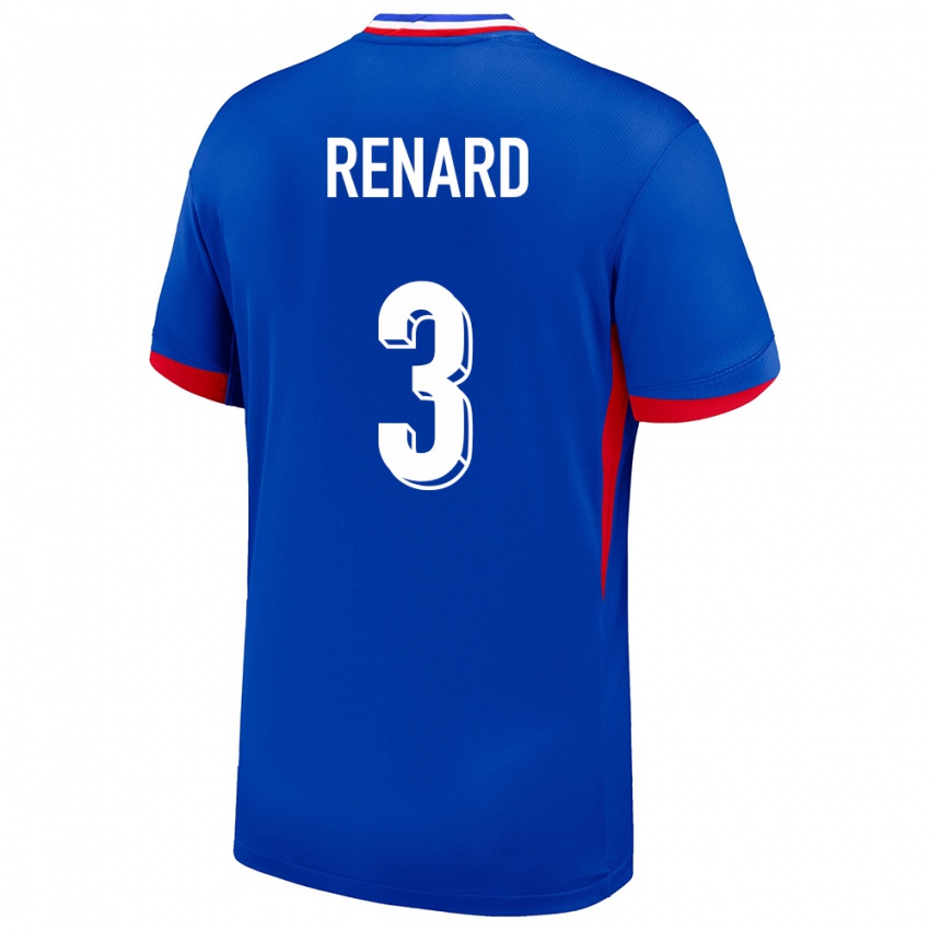 Homme Maillot France Wendie Renard #3 Bleu Tenues Domicile 24-26 T-Shirt Belgique