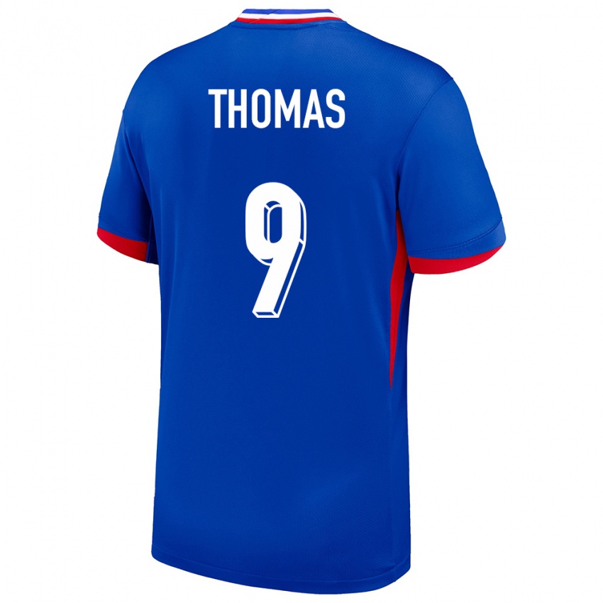 Homme Maillot France Lindsey Thomas #9 Bleu Tenues Domicile 24-26 T-Shirt Belgique