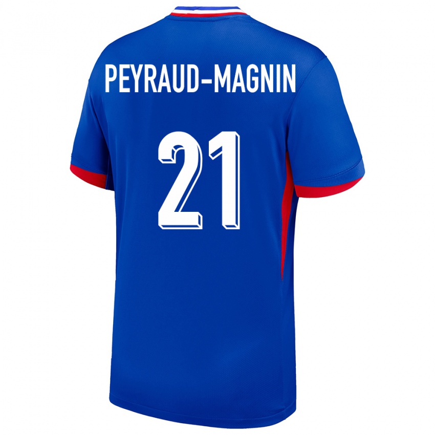 Homme Maillot France Pauline Peyraud Magnin #21 Bleu Tenues Domicile 24-26 T-Shirt Belgique