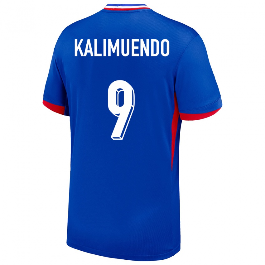 Homme Maillot France Arnaud Kalimuendo #9 Bleu Tenues Domicile 24-26 T-Shirt Belgique