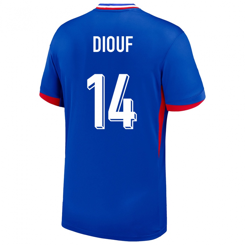 Homme Maillot France Andy Diouf #14 Bleu Tenues Domicile 24-26 T-Shirt Belgique