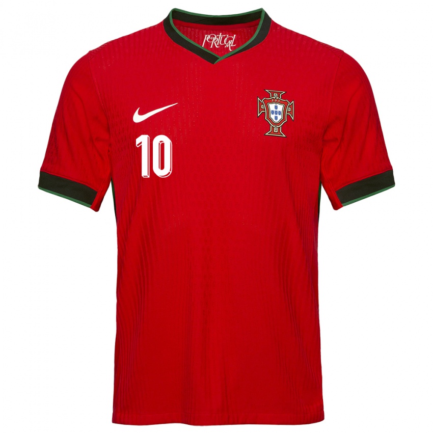 Homme Maillot Portugal Joao Mario #10 Rouge Tenues Domicile 24-26 T-Shirt Belgique