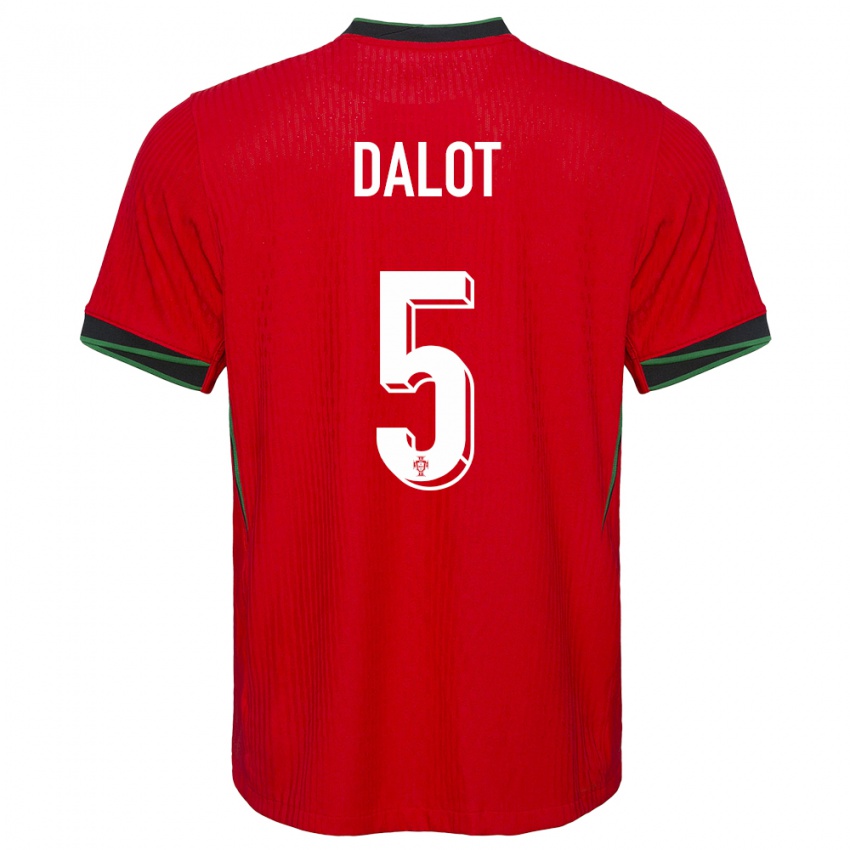 Homme Maillot Portugal Diogo Dalot #5 Rouge Tenues Domicile 24-26 T-Shirt Belgique