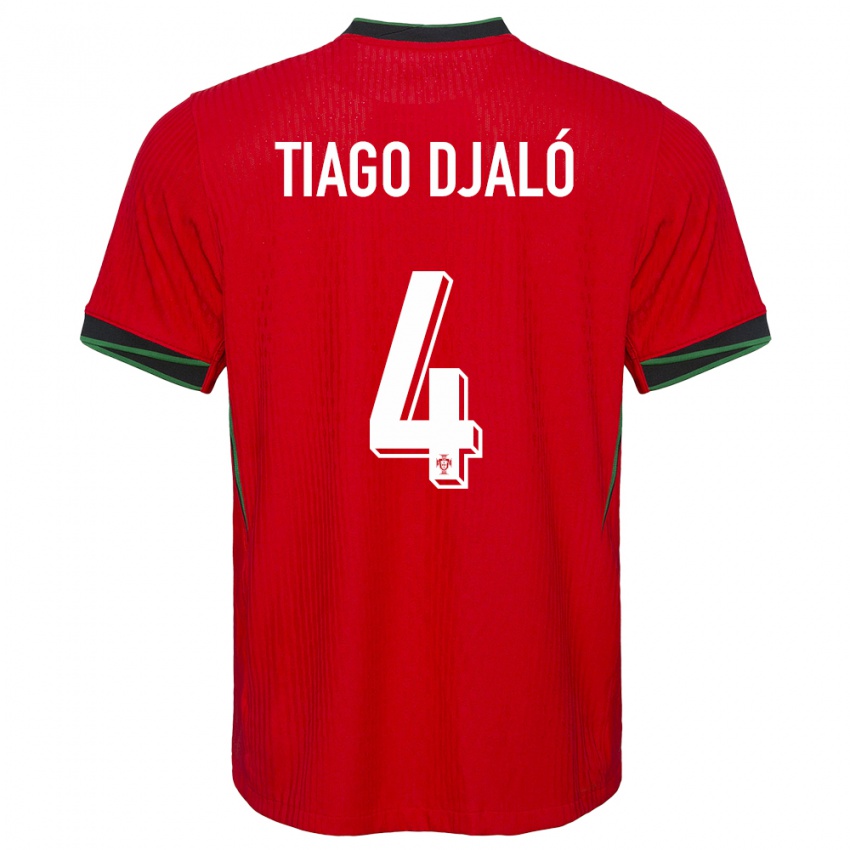 Heren Portugal Tiago Djalo #4 Rood Thuisshirt Thuistenue 24-26 T-Shirt België