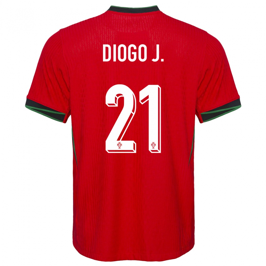 Homme Maillot Portugal Diogo Jota #21 Rouge Tenues Domicile 24-26 T-Shirt Belgique