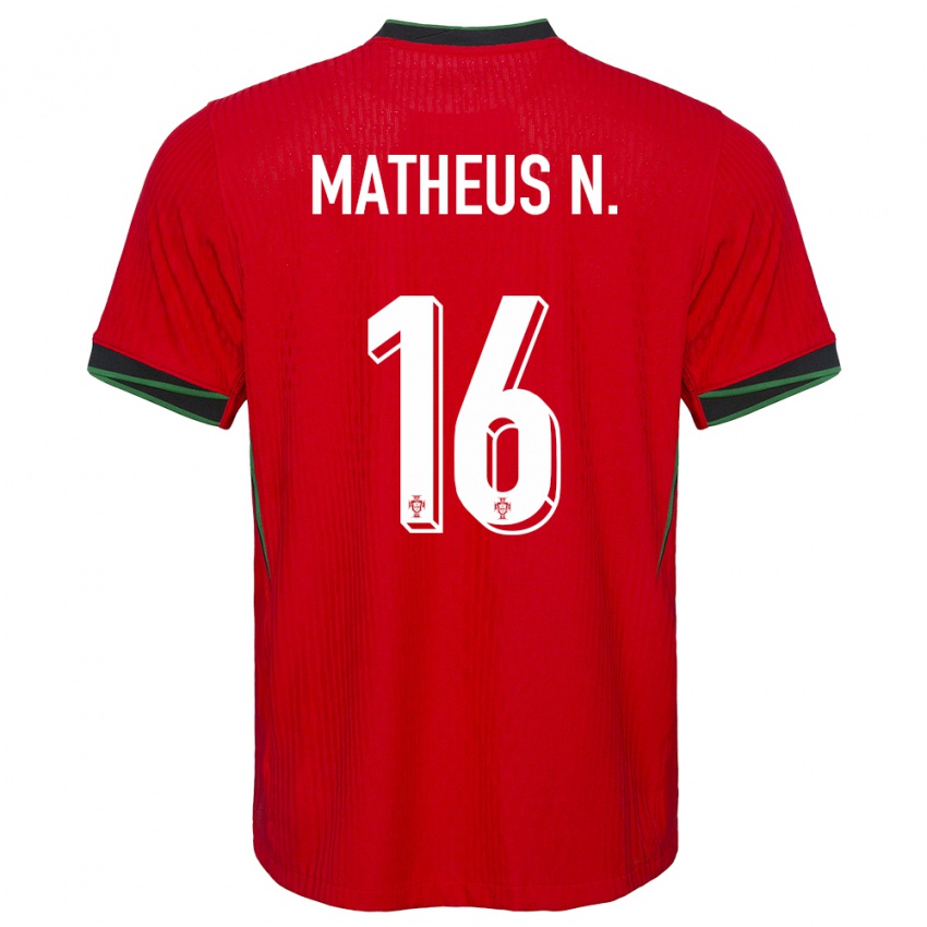 Heren Portugal Matheus Nunes #16 Rood Thuisshirt Thuistenue 24-26 T-Shirt België