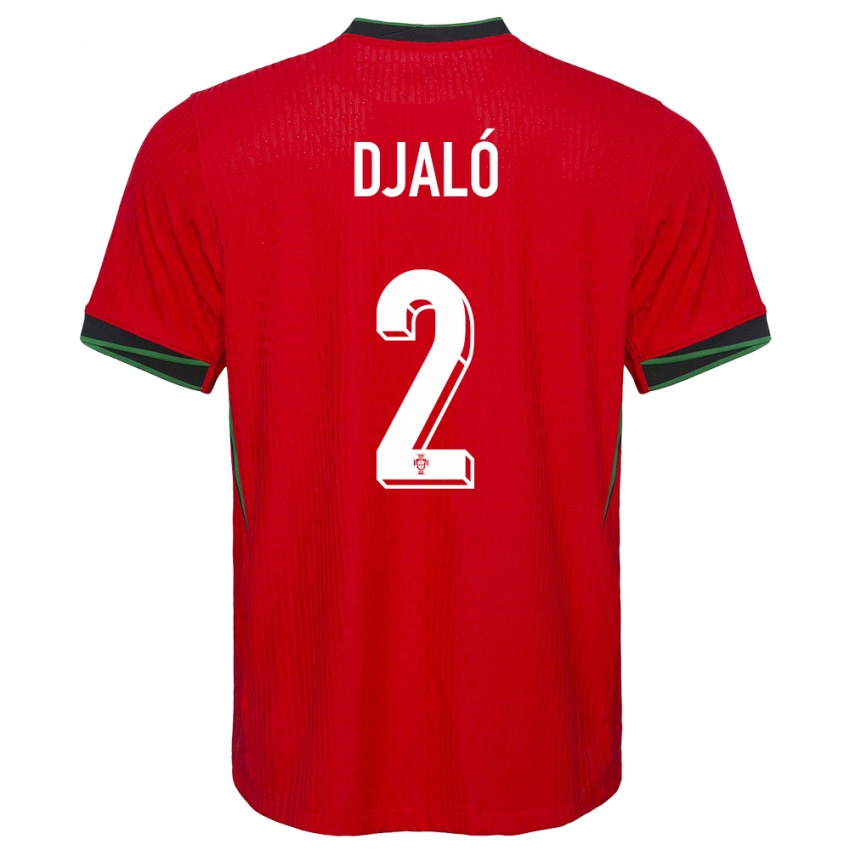 Homme Maillot Portugal Tiago Djalo #2 Rouge Tenues Domicile 24-26 T-Shirt Belgique